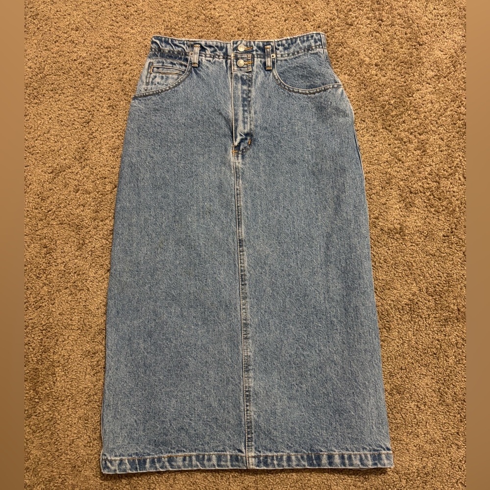 Long Denim Skirt 100% Cotton Size 10 - Picture 2 of 7